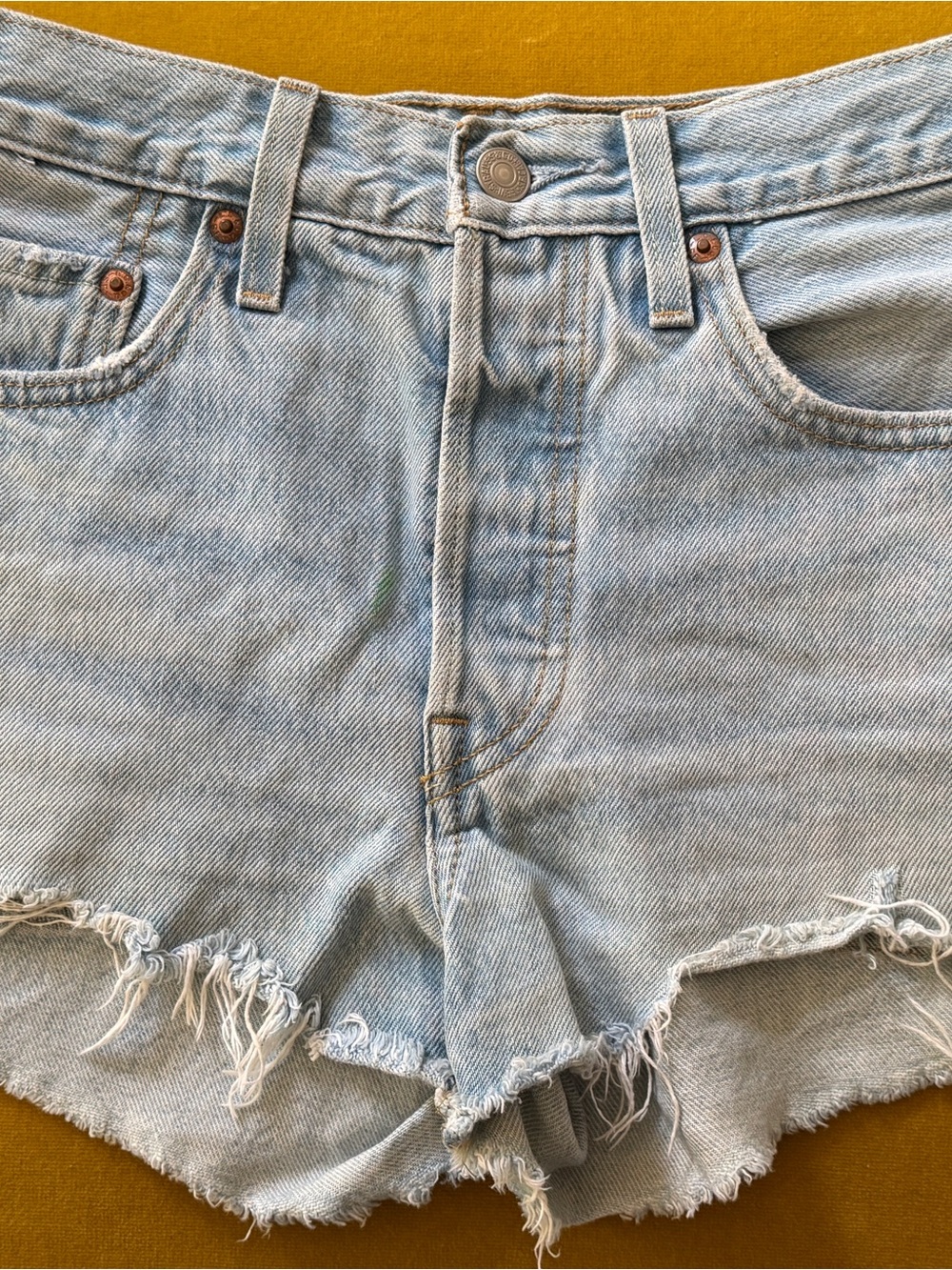 Levi's Light Blue Distressed Denim Cutoff Shorts Size 24